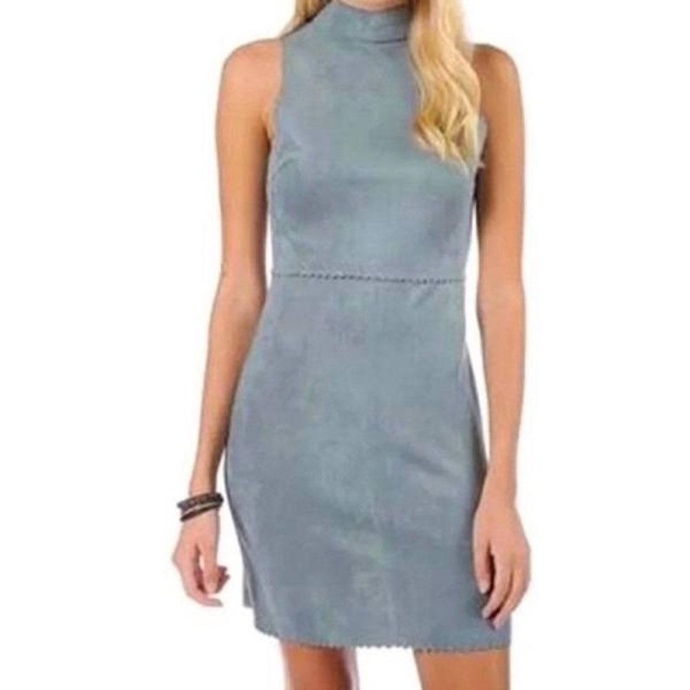 Soprano Suede Mini Dress with Scallop Detail